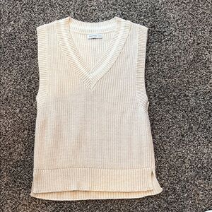 stradivarius Cream V-Neck Knit Sweater Vest
